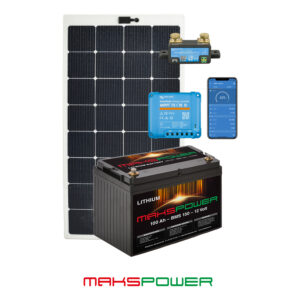 makspower-100ah-standard-solcellepakke-150w-lithiumbatteri-solcelleregulator-75-10-smartshunt-victron-RV-solcellepanel-v1