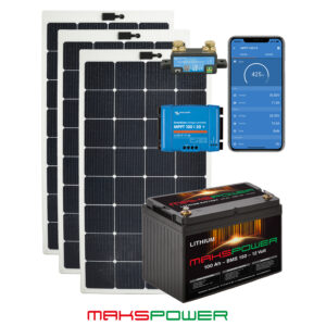 makspower-solcellepakke-450w-lithiumbatteri-solcelleregulator-smartshunt-victron-RV-solcellepanel-v1